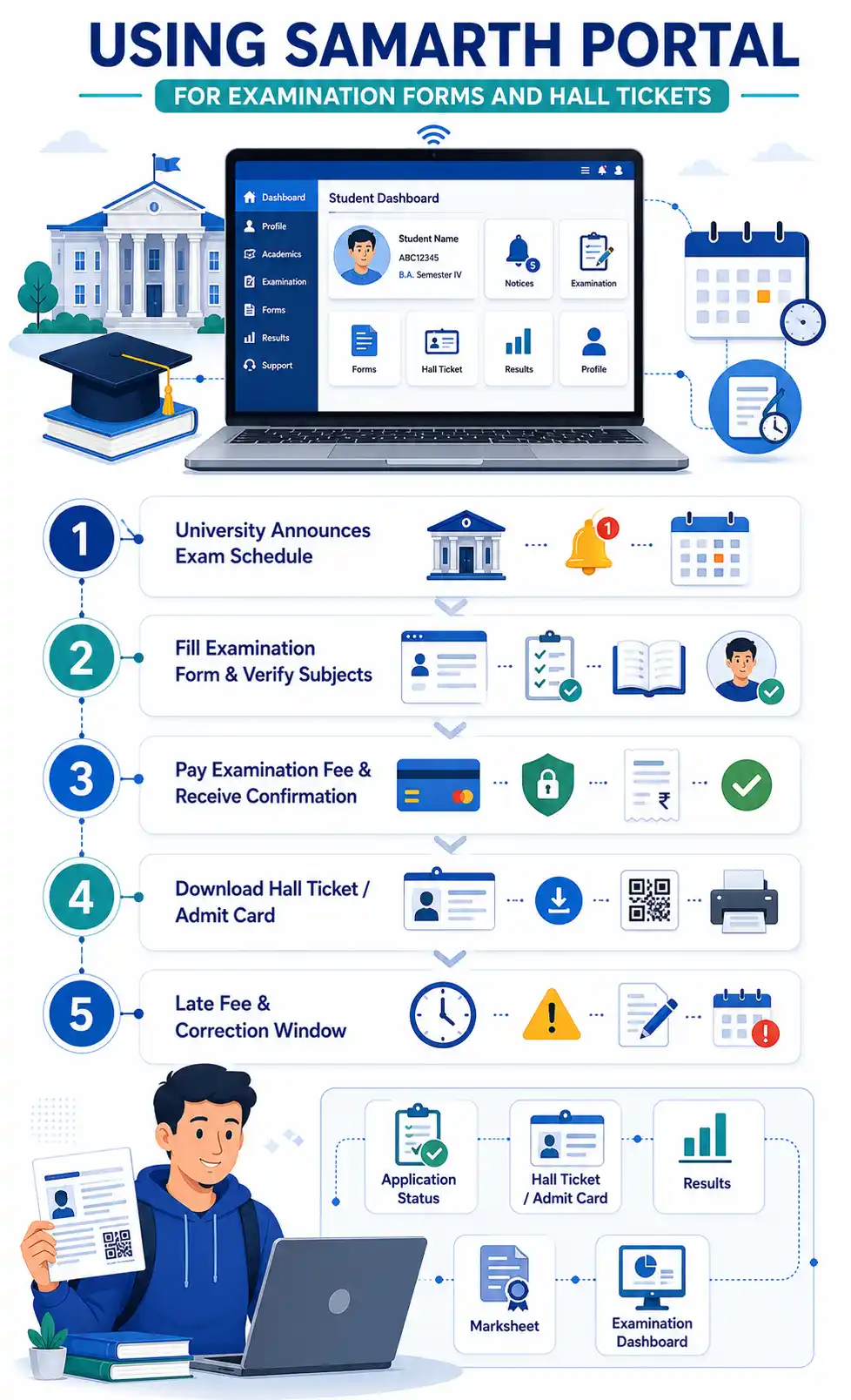 Using Samarth Portal for Examination Forms and Hall Tickets